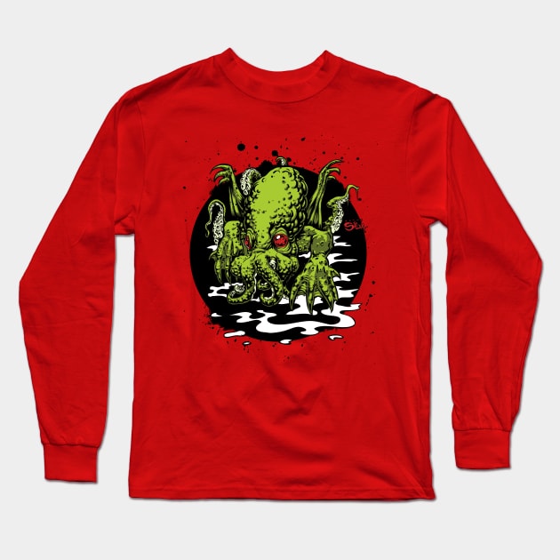 "In his house at R'lyeh, dead Cthulhu waits dreaming." Long Sleeve T-Shirt by dsilvadesigns